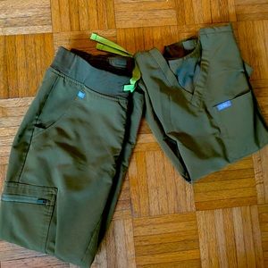 Martini olive Figs Scrubs top and joggers, size XS, limited edition color